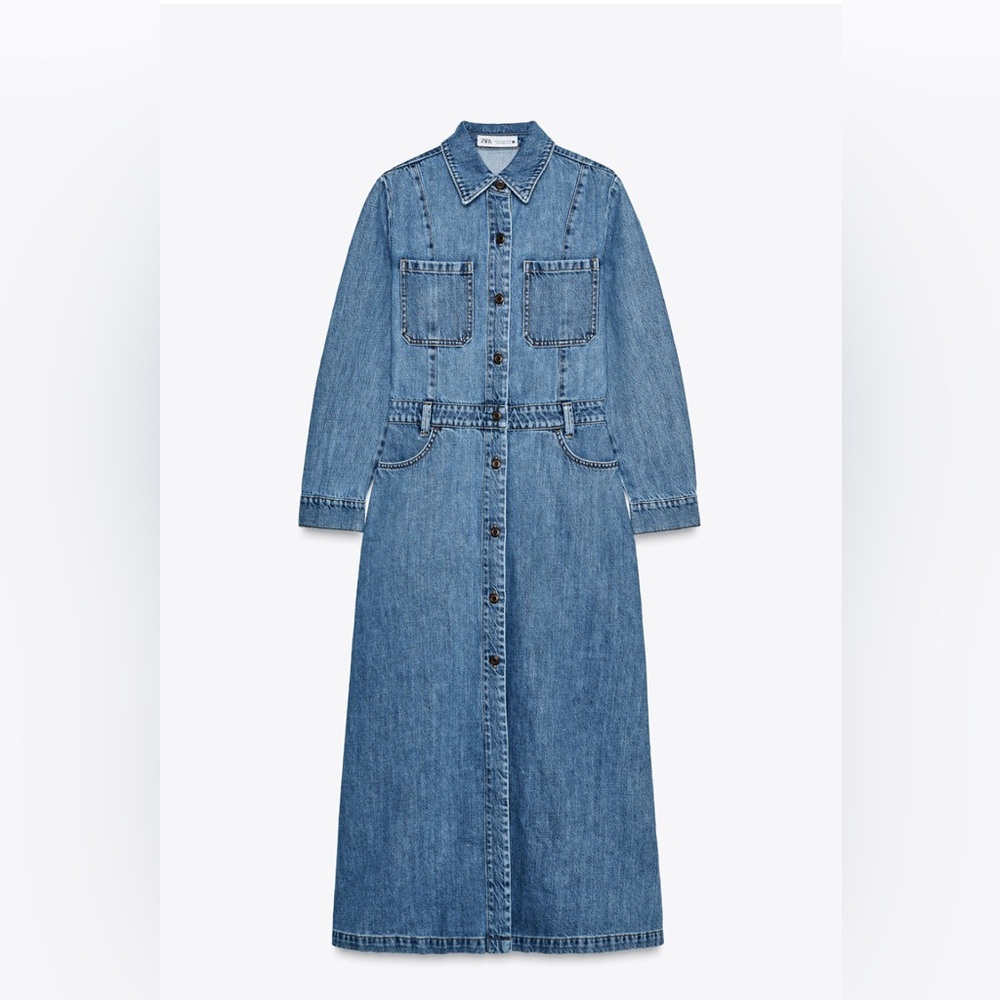 Zara Women's Blue Denim Maxi Dress